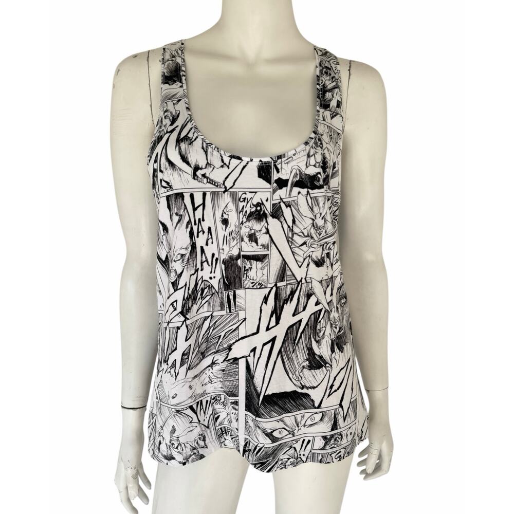 McQ Alexander McQueen Black and White Manga Comic tank Rare sz M